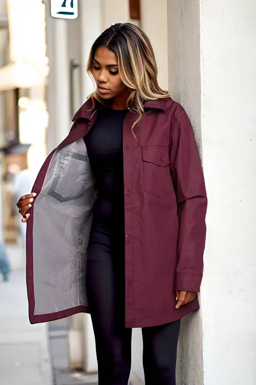 Burgundy with interior Waterproof Ultra Lightweight  jacket