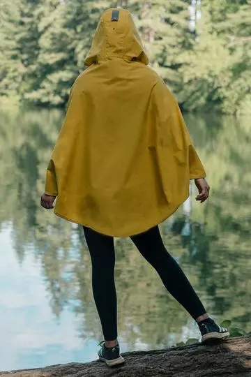 Harper Waterproof Poncho Yellow Back