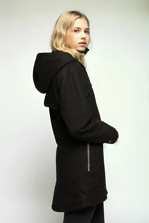 Hailey Black Waterproof Winter Coat side