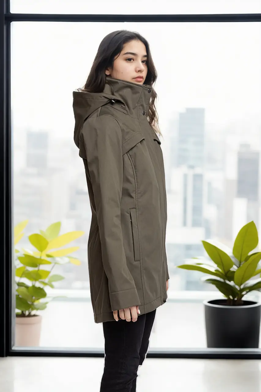 Olive Hanna Waterproof Travel Jacket side