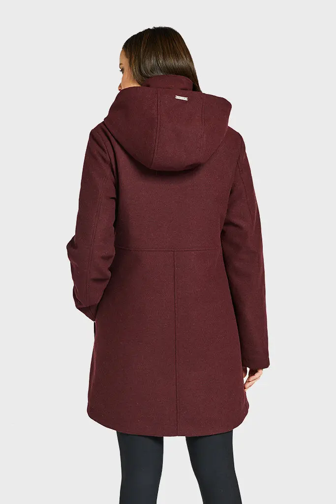 Dana Oxblood Red Waterproof Wool Winter Coat back