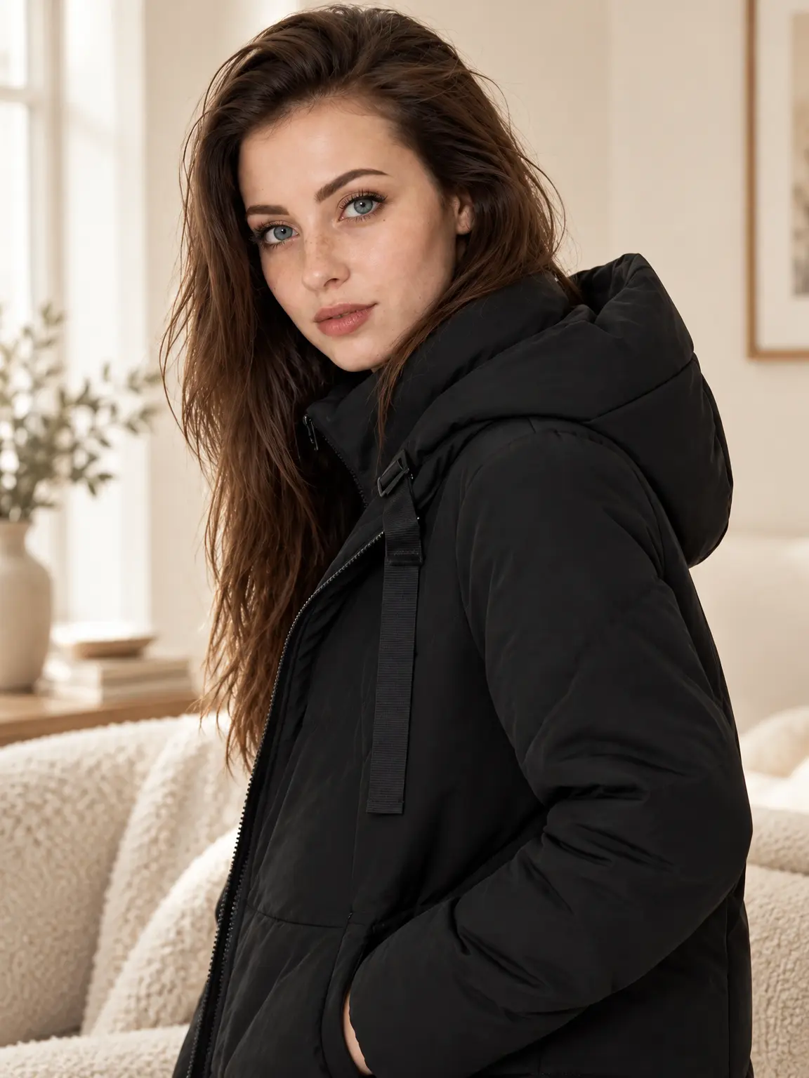The Esme Sorona Puffer Jacket, personal close portrait